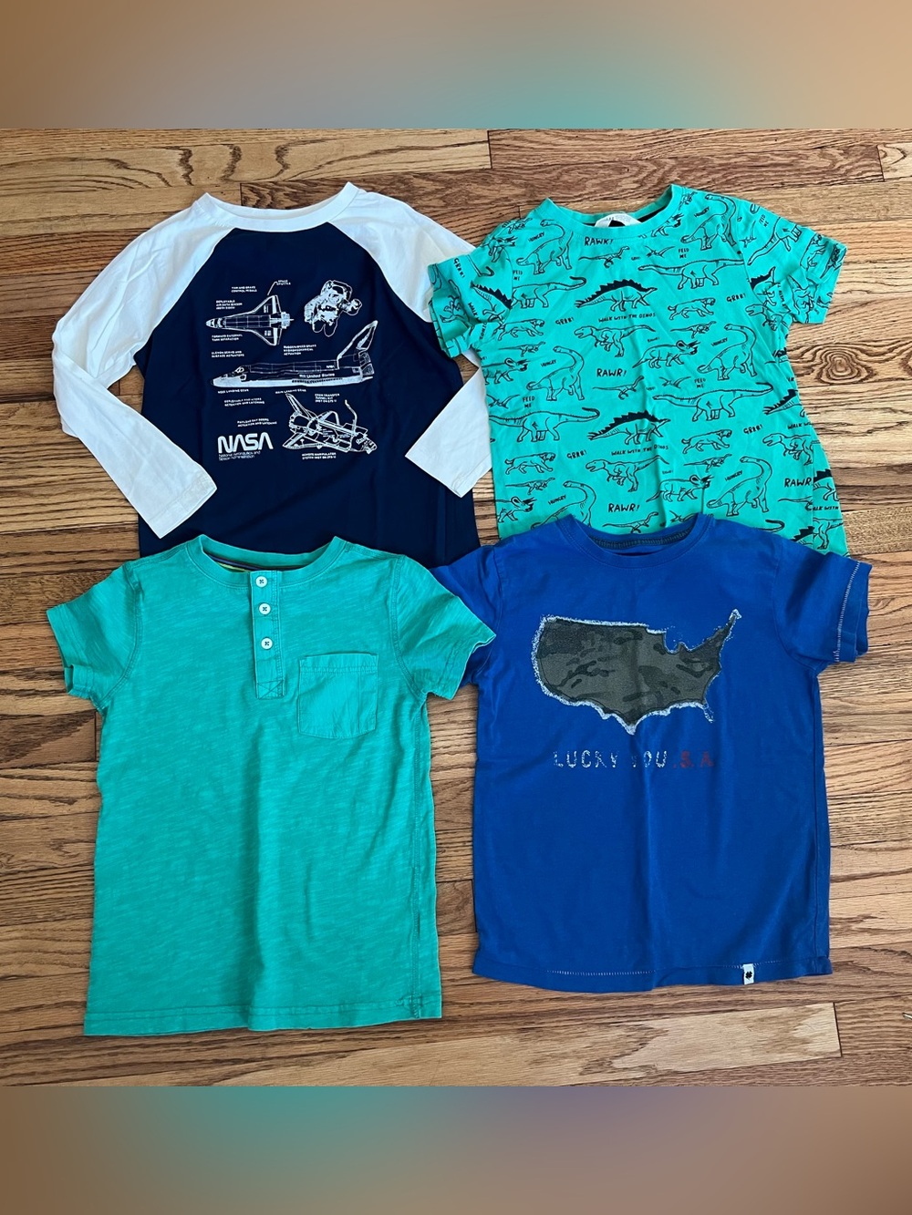 Boys Navy & White Raglan NASA Tee - Mini Boden, Lucky Brand, H&M Sz 7